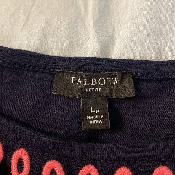 Talbots Nantucket Slub Knit Embroidered Shift Dress Navy Size LP - Picture 4 of 9